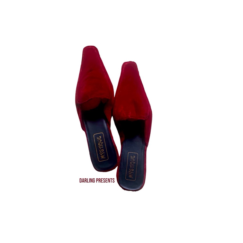 Mystique Velvet Mules Slippers Women Color Red Size 7